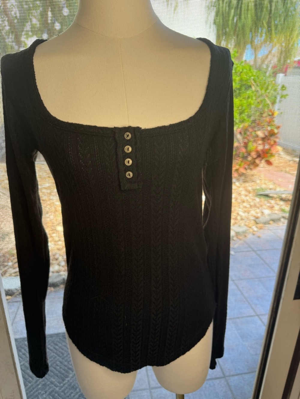 POL Black Long Sleeve Knit Top NWOT